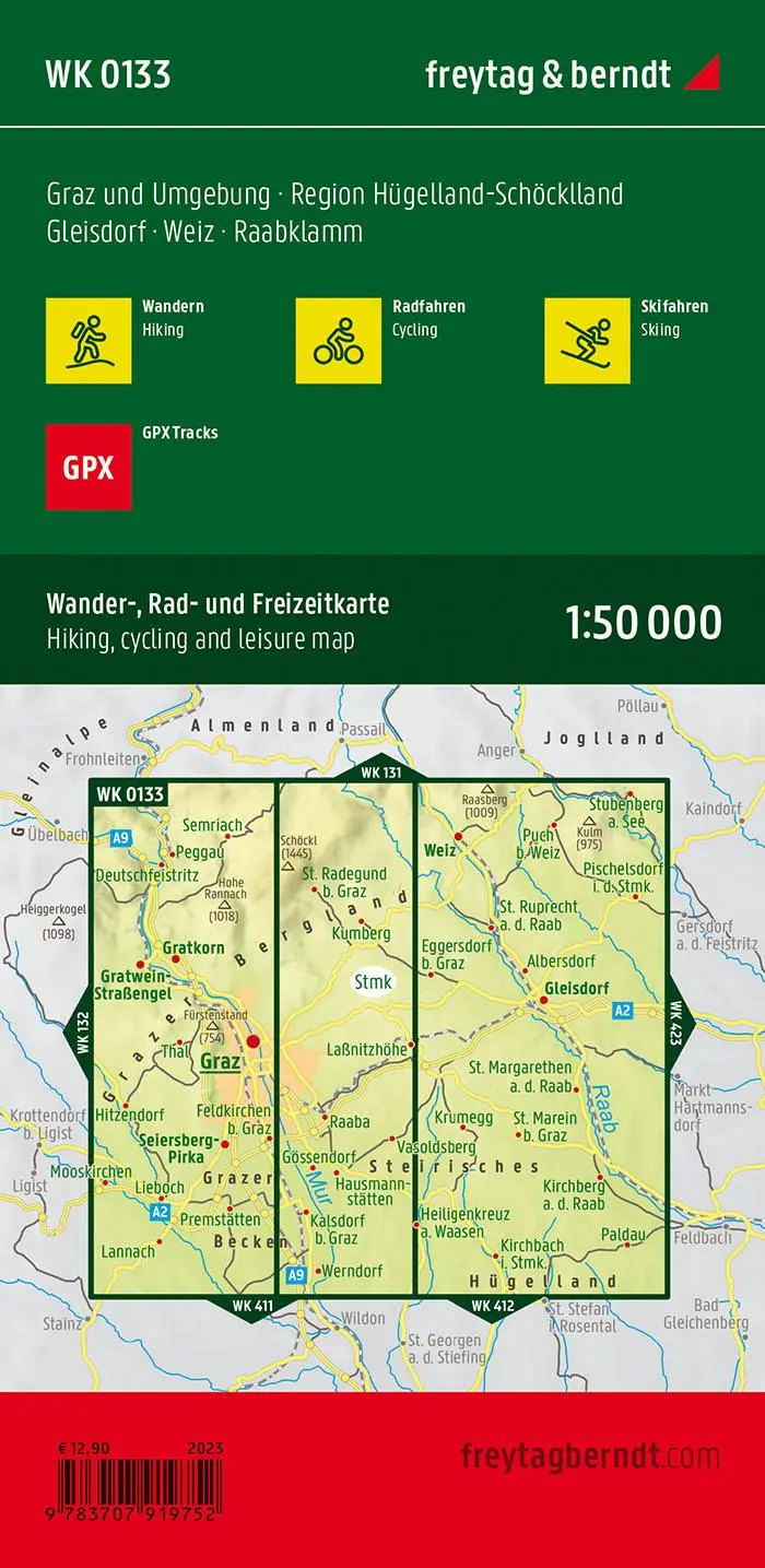 Rückseite: 9783707919752 | freytag &amp; berndt Wanderkarte WK 0133 Graz und Umgebung, Region...