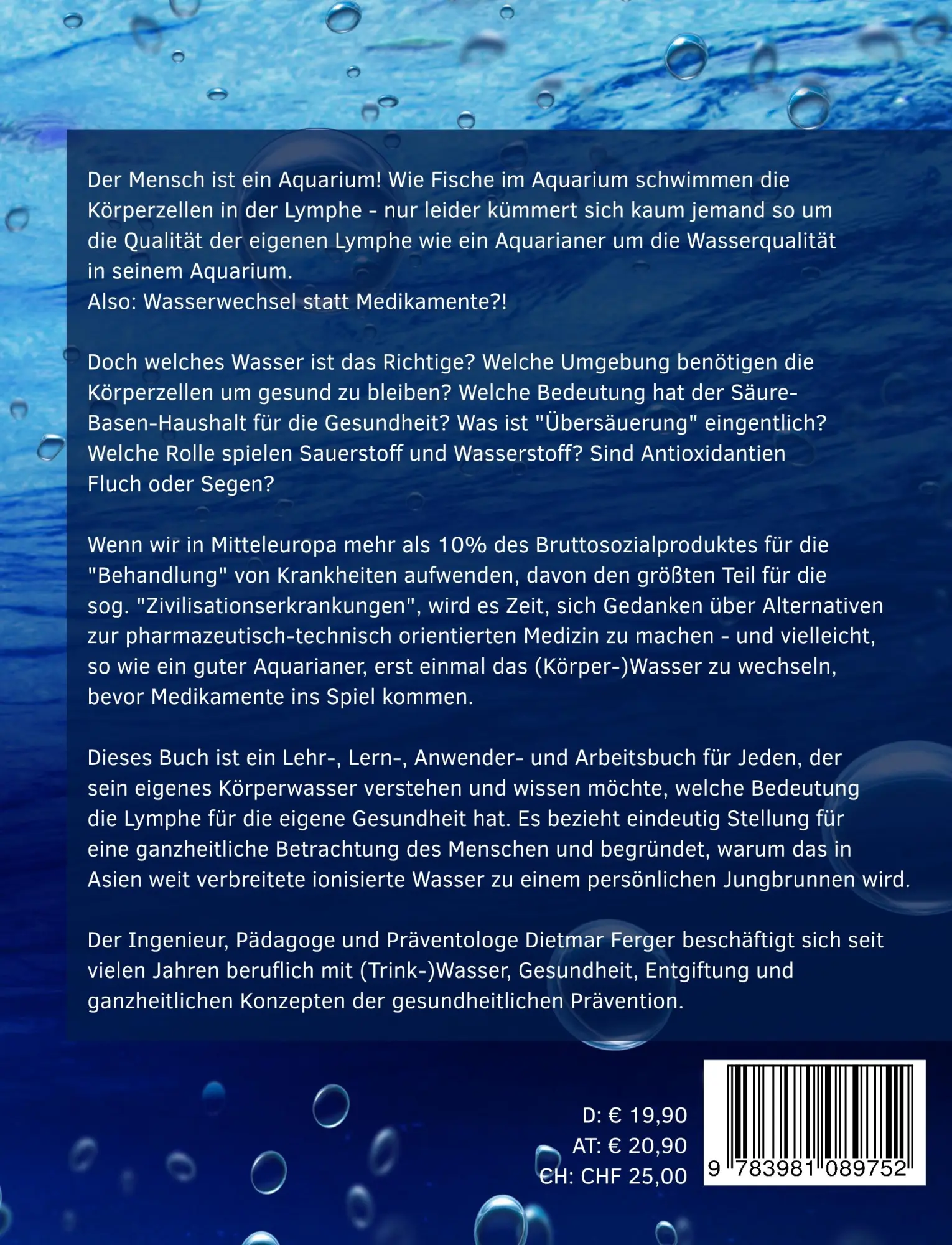 Rückseite: 9783981089752 | Jungbrunnenwasser | Vom Normalen zum Gesunden mit ionisiertem Wasser