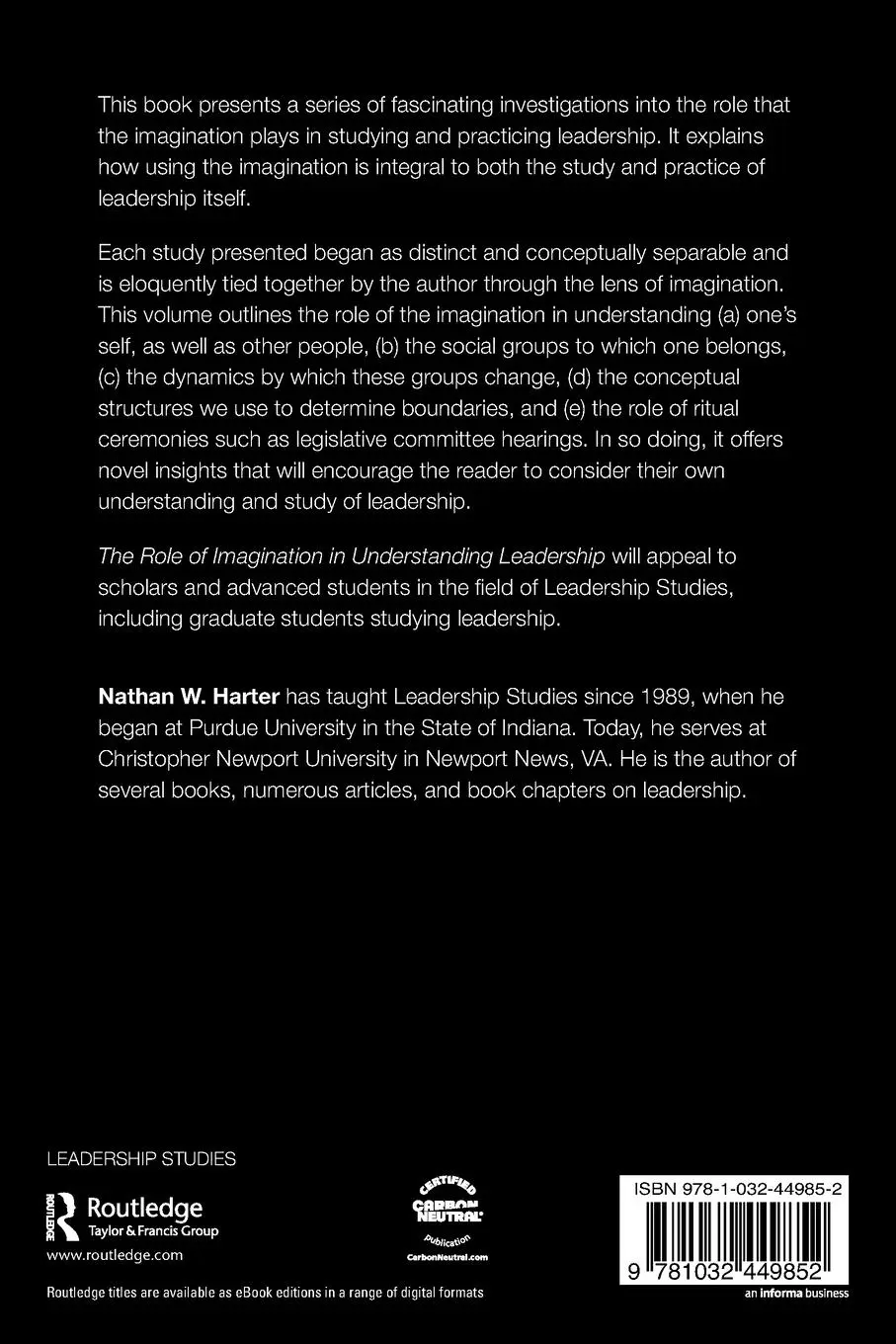Rückseite: 9781032449852 | The Role of Imagination in Understanding Leadership | Nathan W. Harter