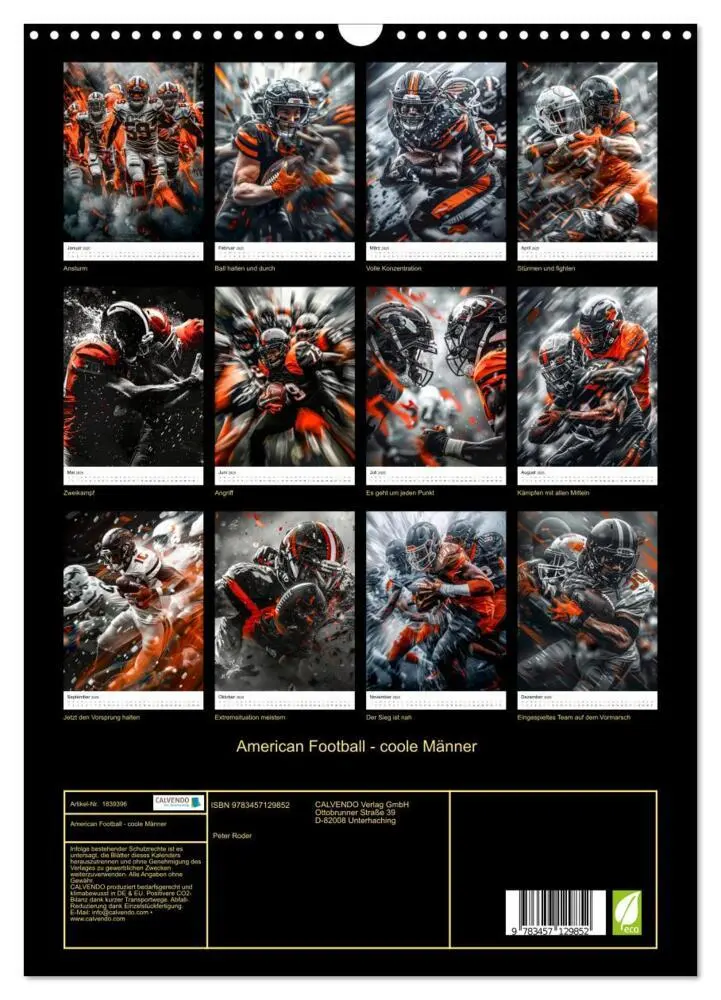Bild: 9783457129852 | American Football - coole Männer (Wandkalender 2025 DIN A3 hoch),...