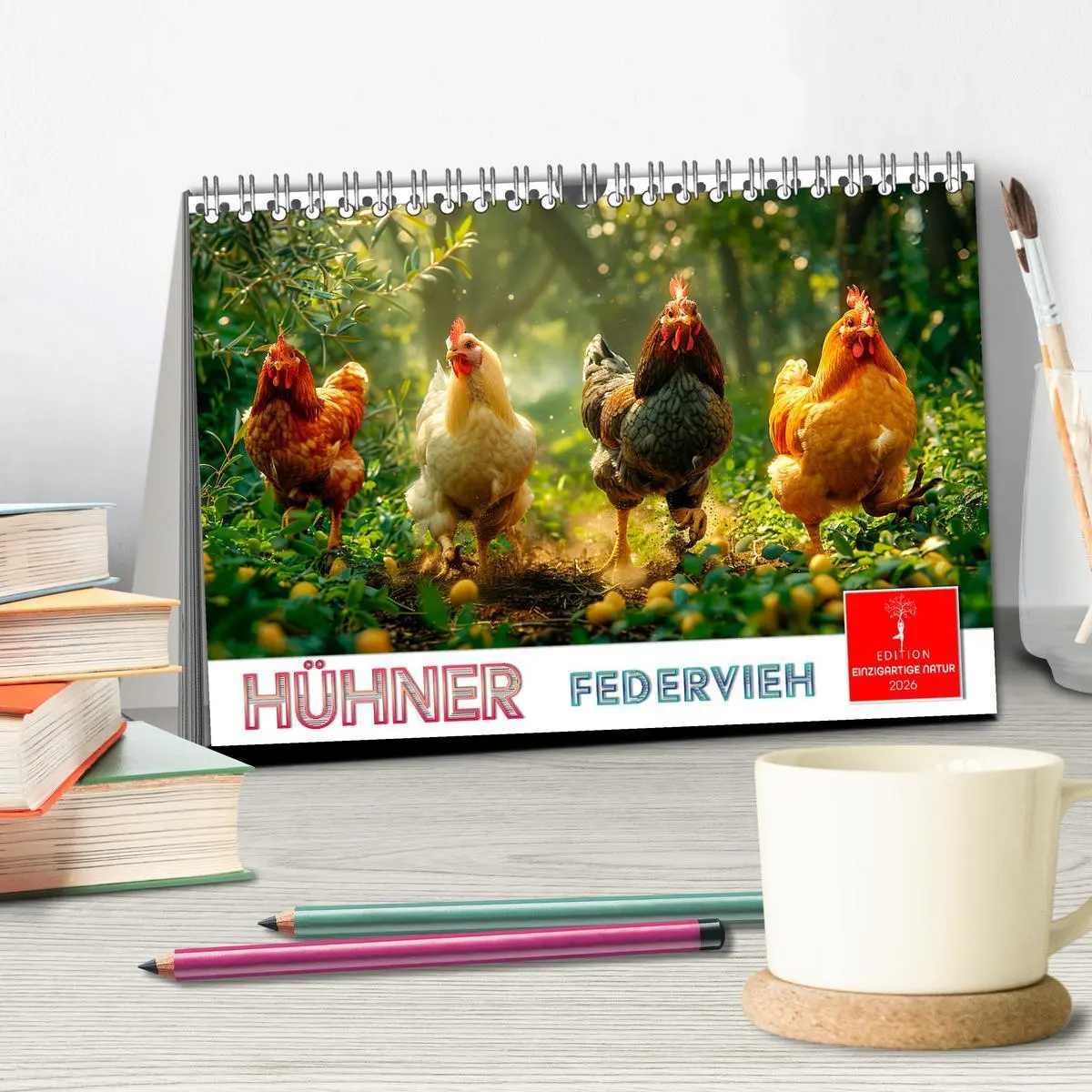 Bild: 9783457369852 | Hühner Federvieh (Tischkalender 2026 DIN A5 quer), CALVENDO...