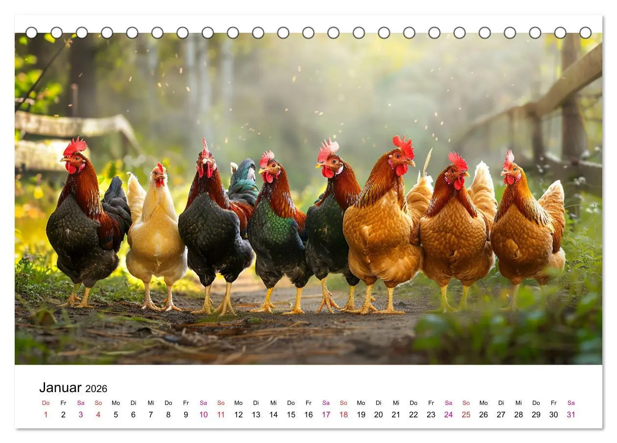 Bild: 9783457369852 | Hühner Federvieh (Tischkalender 2026 DIN A5 quer), CALVENDO...