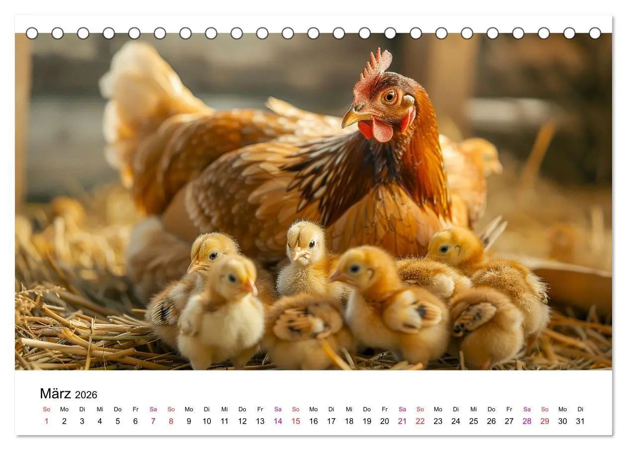 Bild: 9783457369852 | Hühner Federvieh (Tischkalender 2026 DIN A5 quer), CALVENDO...