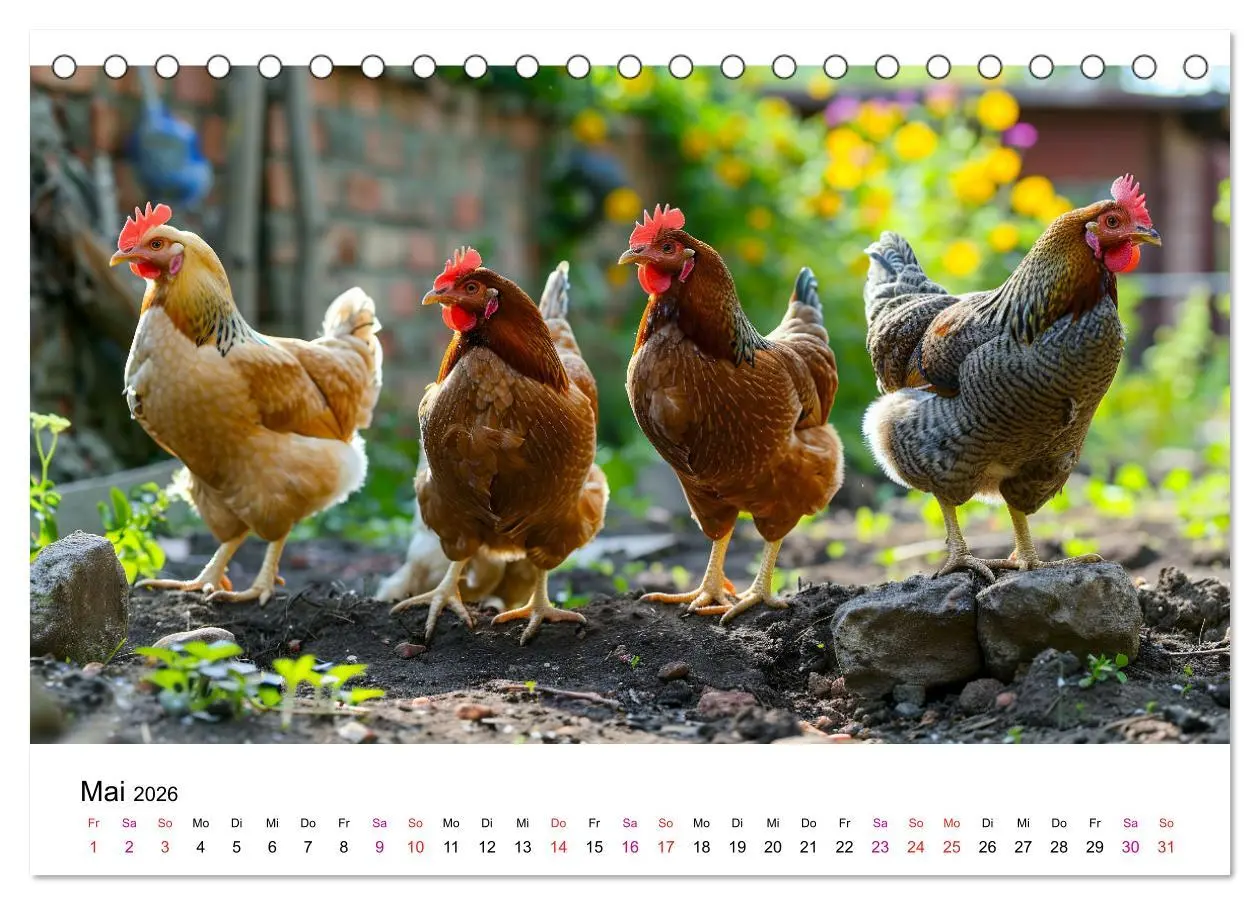 Bild: 9783457369852 | Hühner Federvieh (Tischkalender 2026 DIN A5 quer), CALVENDO...