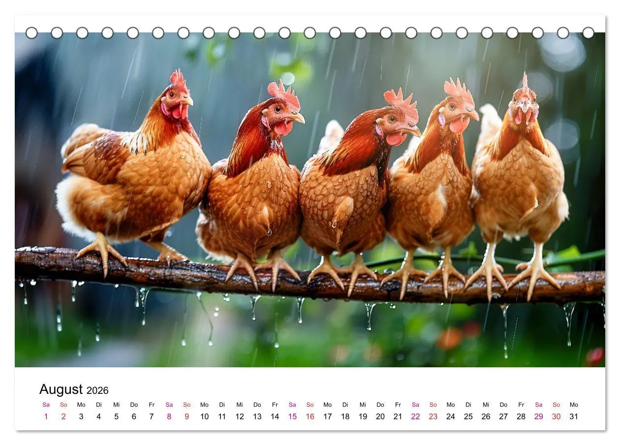 Bild: 9783457369852 | Hühner Federvieh (Tischkalender 2026 DIN A5 quer), CALVENDO...