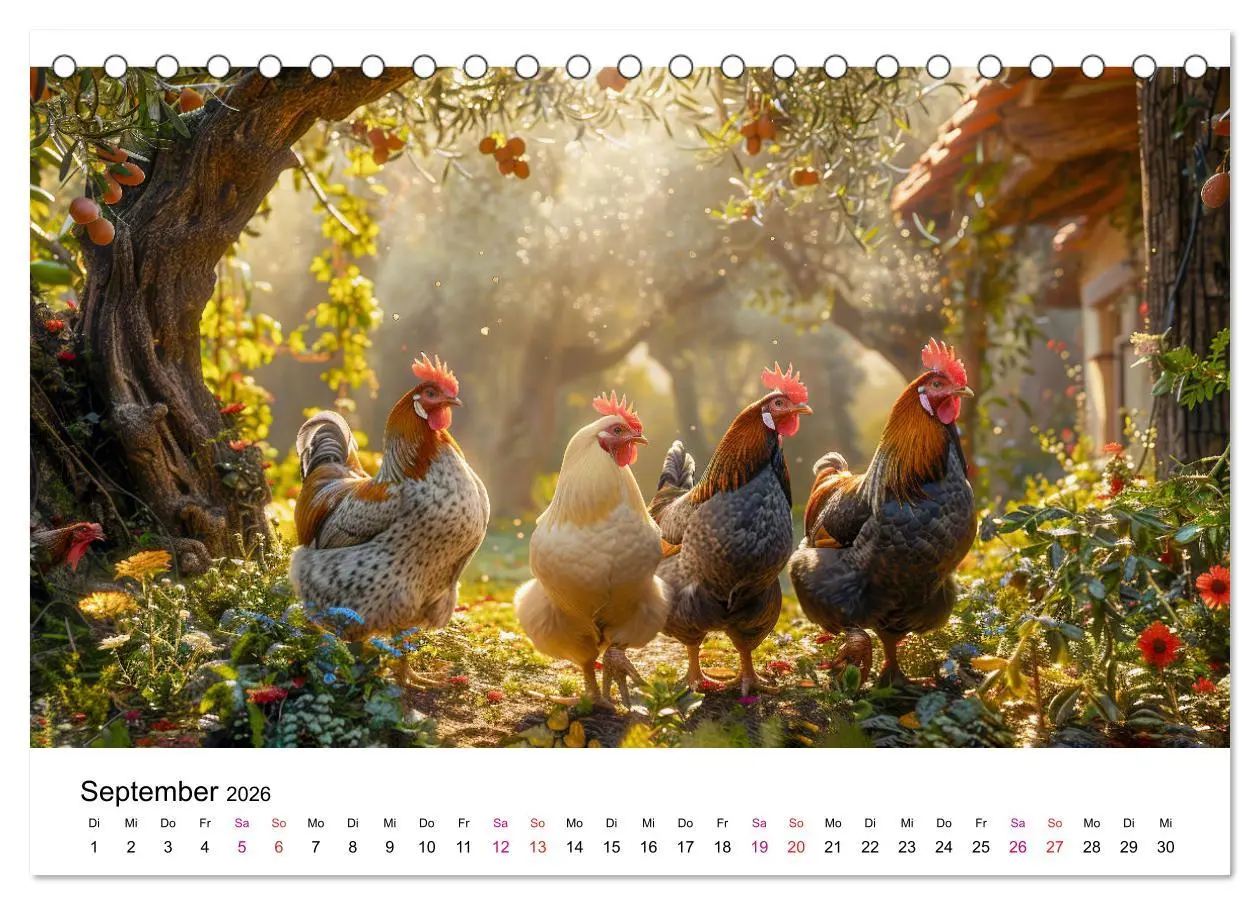 Bild: 9783457369852 | Hühner Federvieh (Tischkalender 2026 DIN A5 quer), CALVENDO...