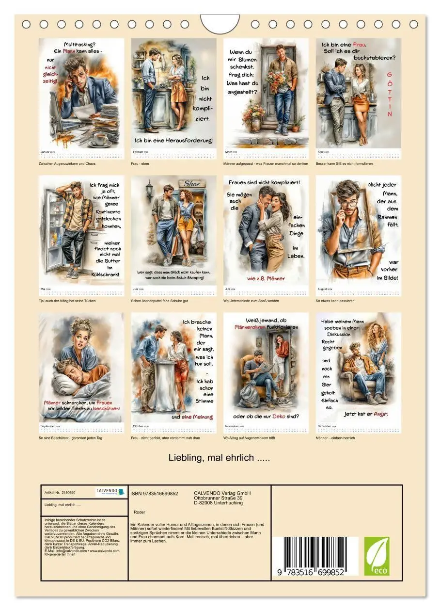 Bild: 9783516699852 | Liebling, mal ehrlich ..... (Wandkalender 2026 DIN A4 hoch),...