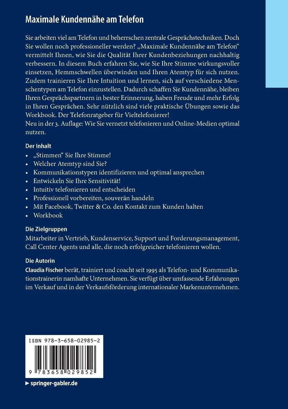 Rückseite: 9783658029852 | Maximale Kundennähe am Telefon | Claudia Fischer | Taschenbuch | xiii