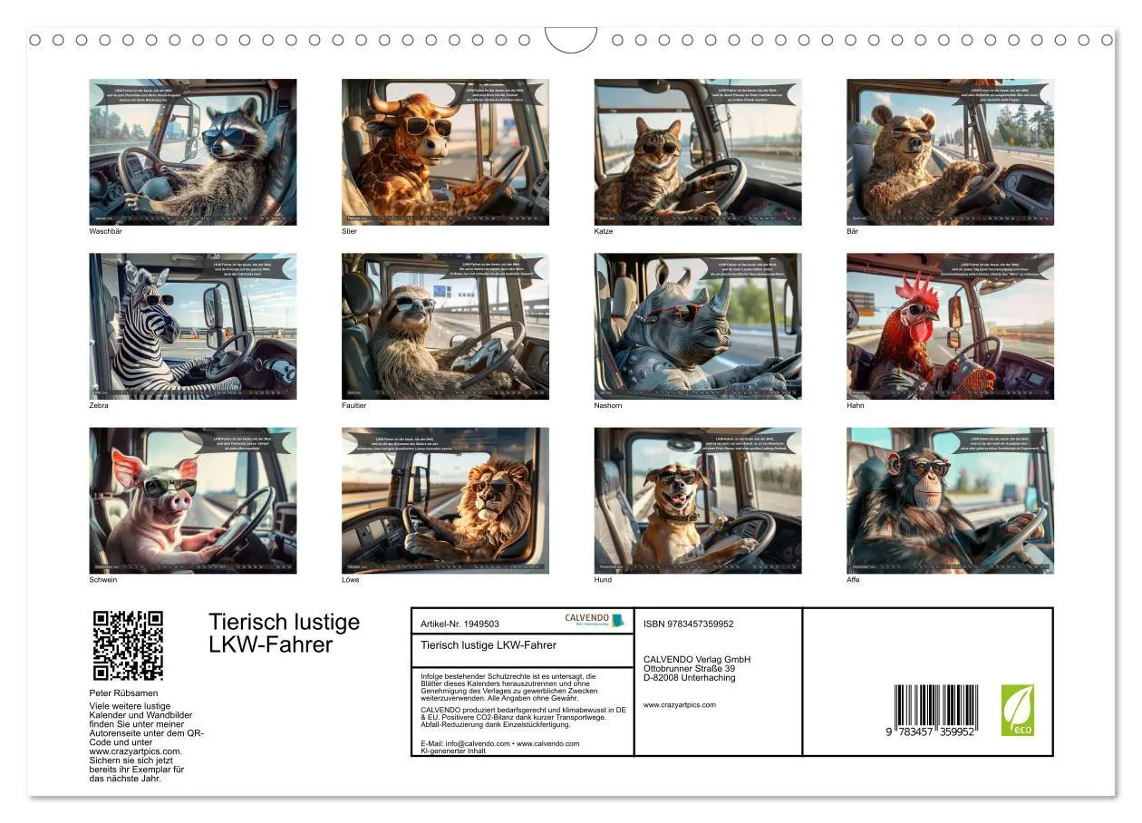 Bild: 9783457359952 | Tierisch lustige LKW-Fahrer (Wandkalender 2026 DIN A3 quer),...