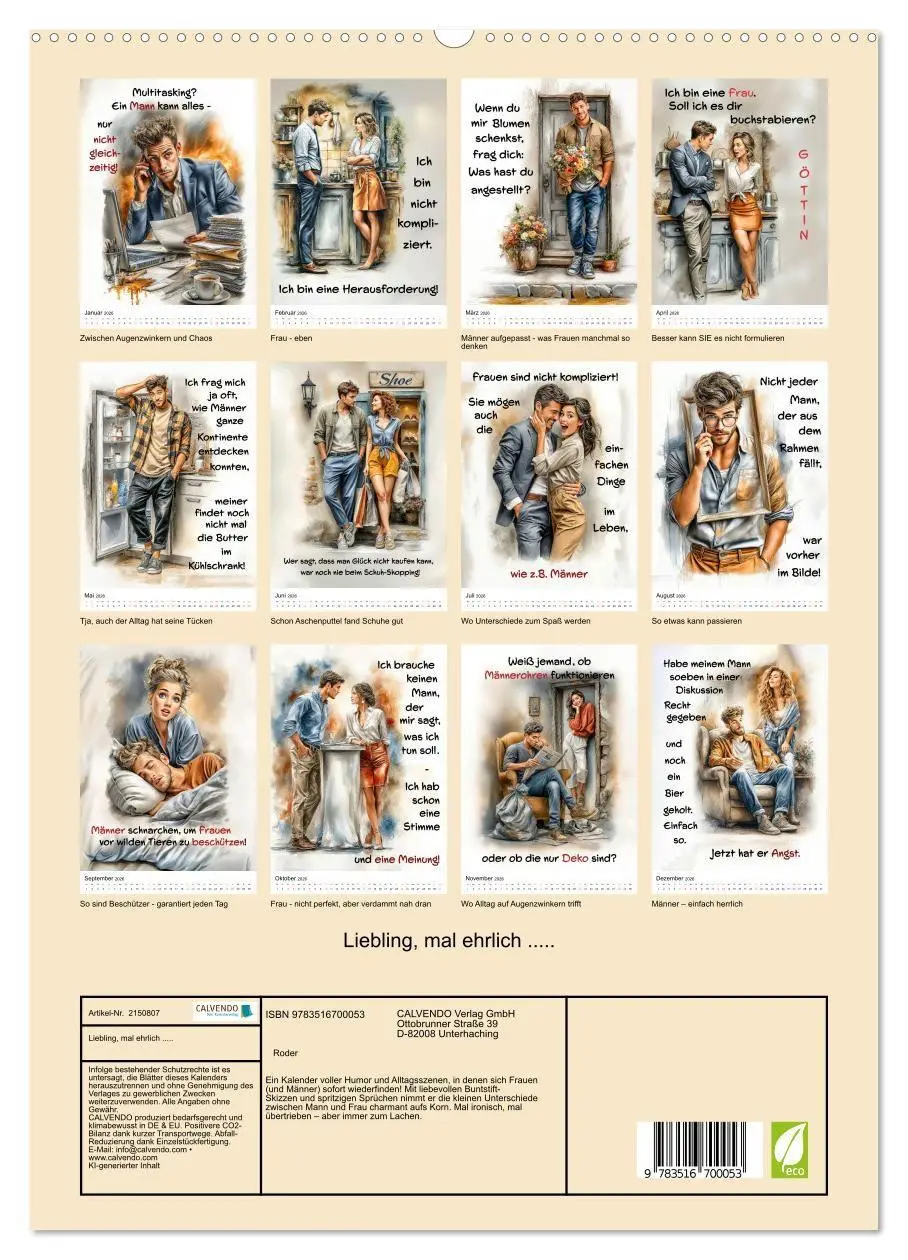 Bild: 9783516700053 | Liebling, mal ehrlich ..... (hochwertiger Premium Wandkalender 2026...