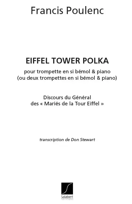 Cover: 9790048030053 | Eiffel Tower Polka Pour Trompette Et Piano | Francis Poulenc | 2002