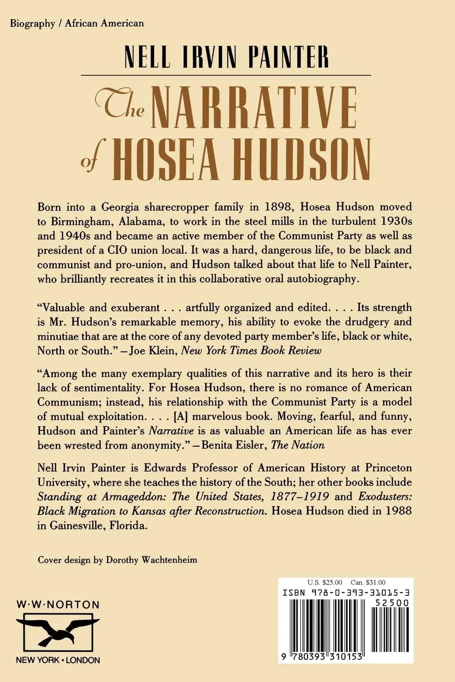 Rückseite: 9780393310153 | The Narrative of Hosea Hudson | The Life and Times of a Black Radical