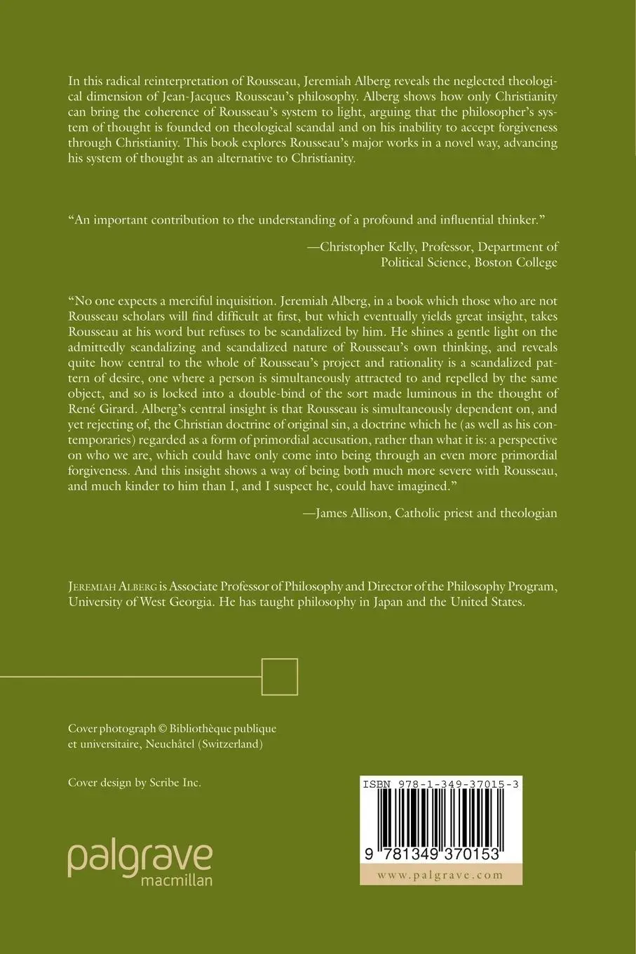 Rückseite: 9781349370153 | A Reinterpretation of Rousseau | A Religious System | J. Alberg | Buch