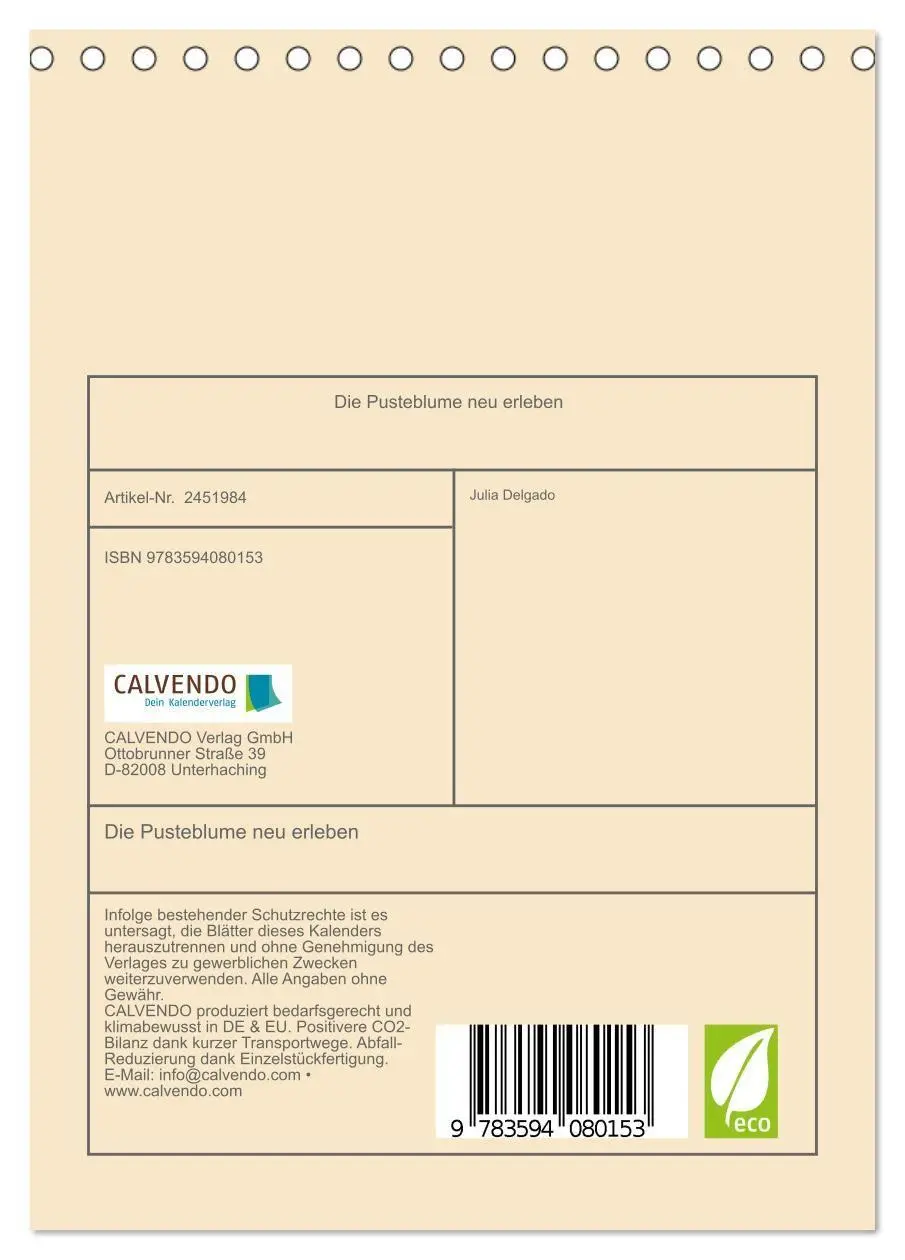 Bild: 9783594080153 | Die Pusteblume neu erleben (Tischkalender 2027 DIN A5 hoch),...