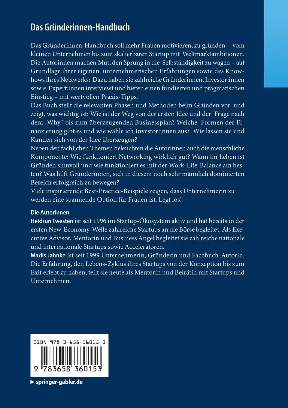 Rückseite: 9783658360153 | Das Gründerinnen-Handbuch | Marlis Jahnke (u. a.) | Taschenbuch | xx