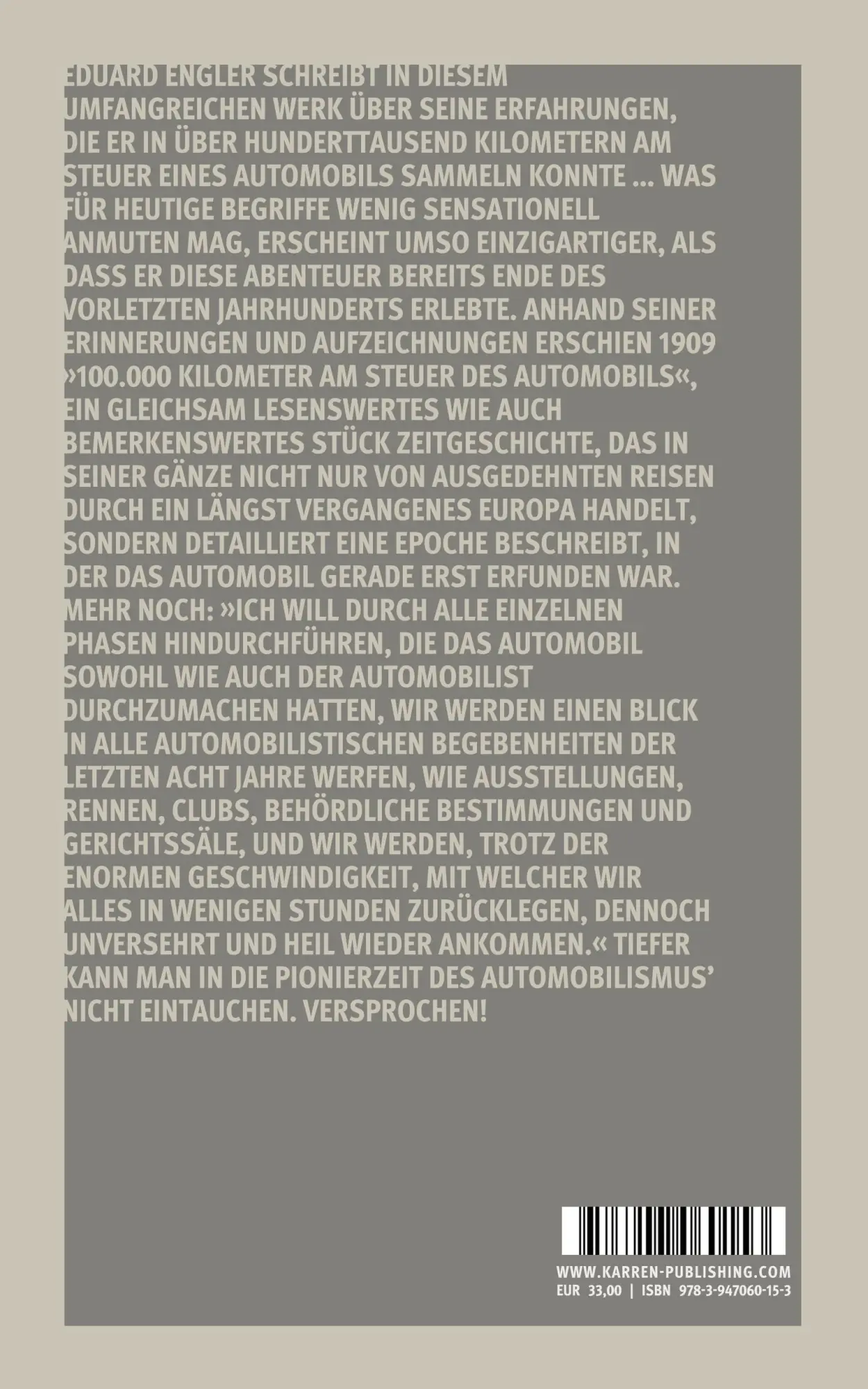 Rückseite: 9783947060153 | Hunderttausend Kilometer am Steuer des Automobils | Eduard Engler