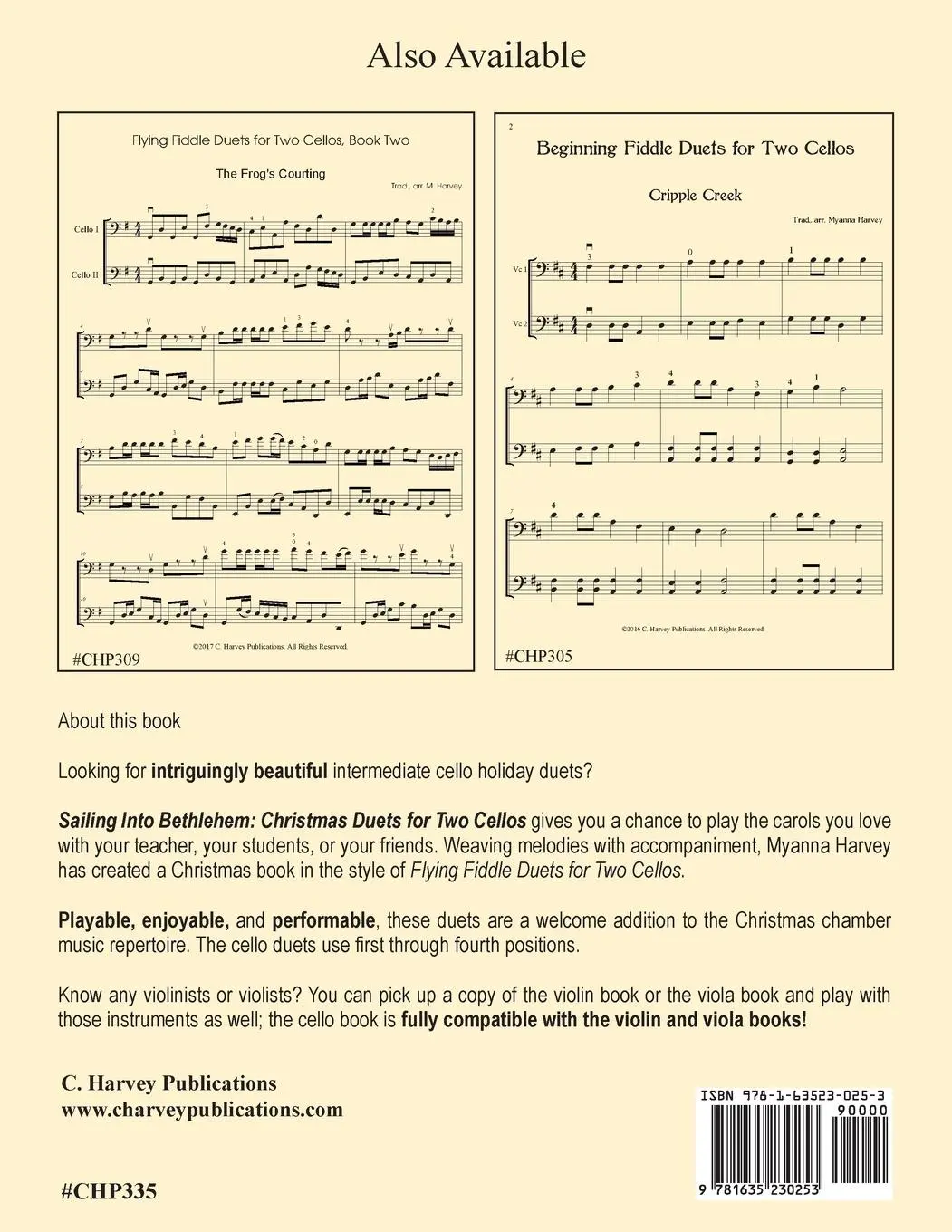 Rückseite: 9781635230253 | Sailing Into Bethlehem | Christmas Duets for Two Cellos | Harvey