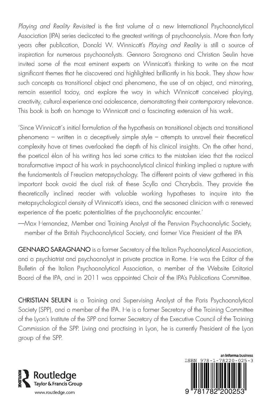 Rückseite: 9781782200253 | Playing and Reality Revisited | A New Look at Winnicott's Classic Work
