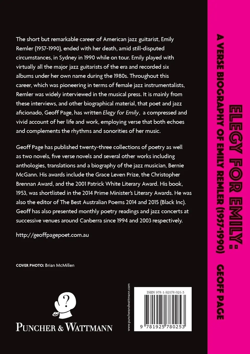 Rückseite: 9781925780253 | Elegy for Emilia | A Verse Biography of Emily Remler (1957-1990)