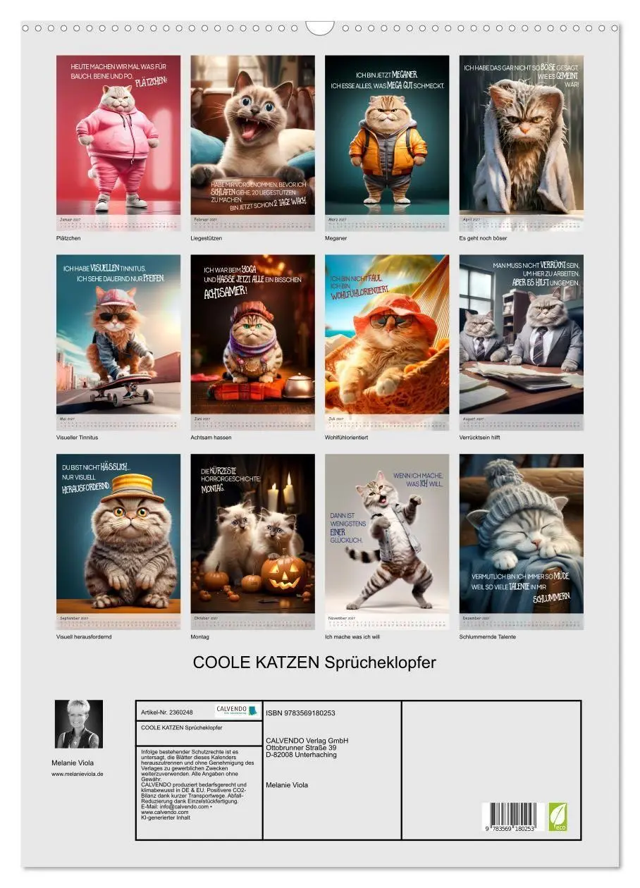 Bild: 9783569180253 | COOLE KATZEN Sprücheklopfer (Wandkalender 2027 DIN A2 hoch),...
