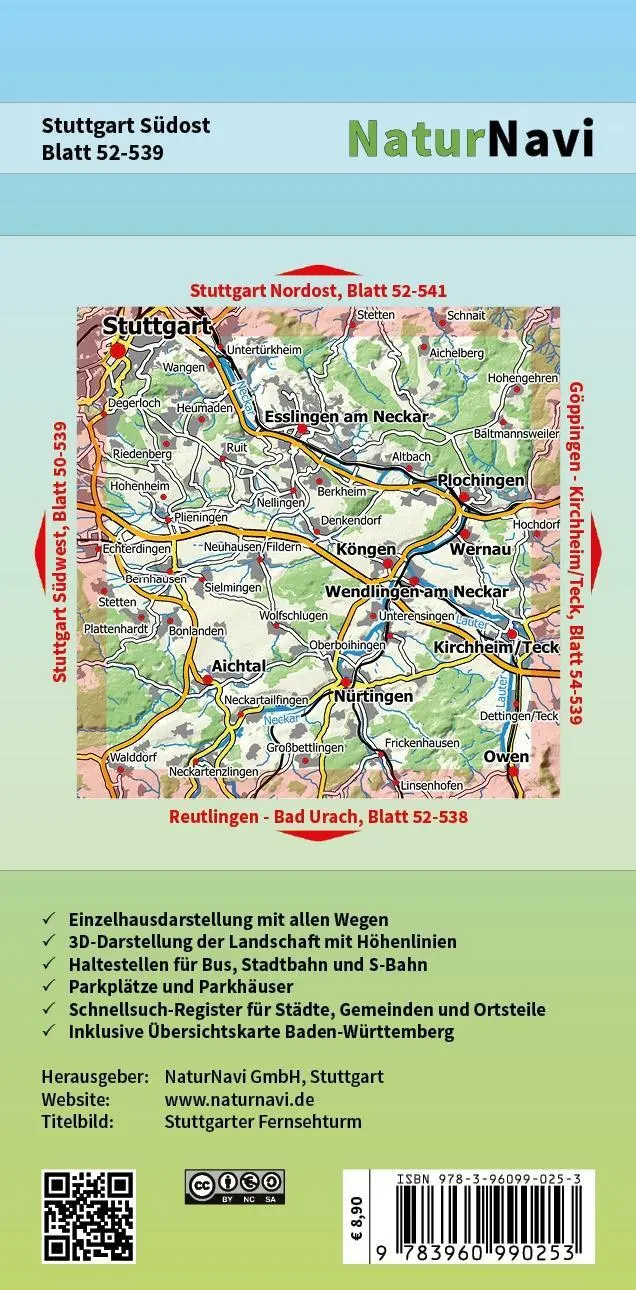 Bild: 9783960990253 | Stuttgart Südost 1 : 25 000 | (Land-)Karte | 1 S. | Deutsch | 2020