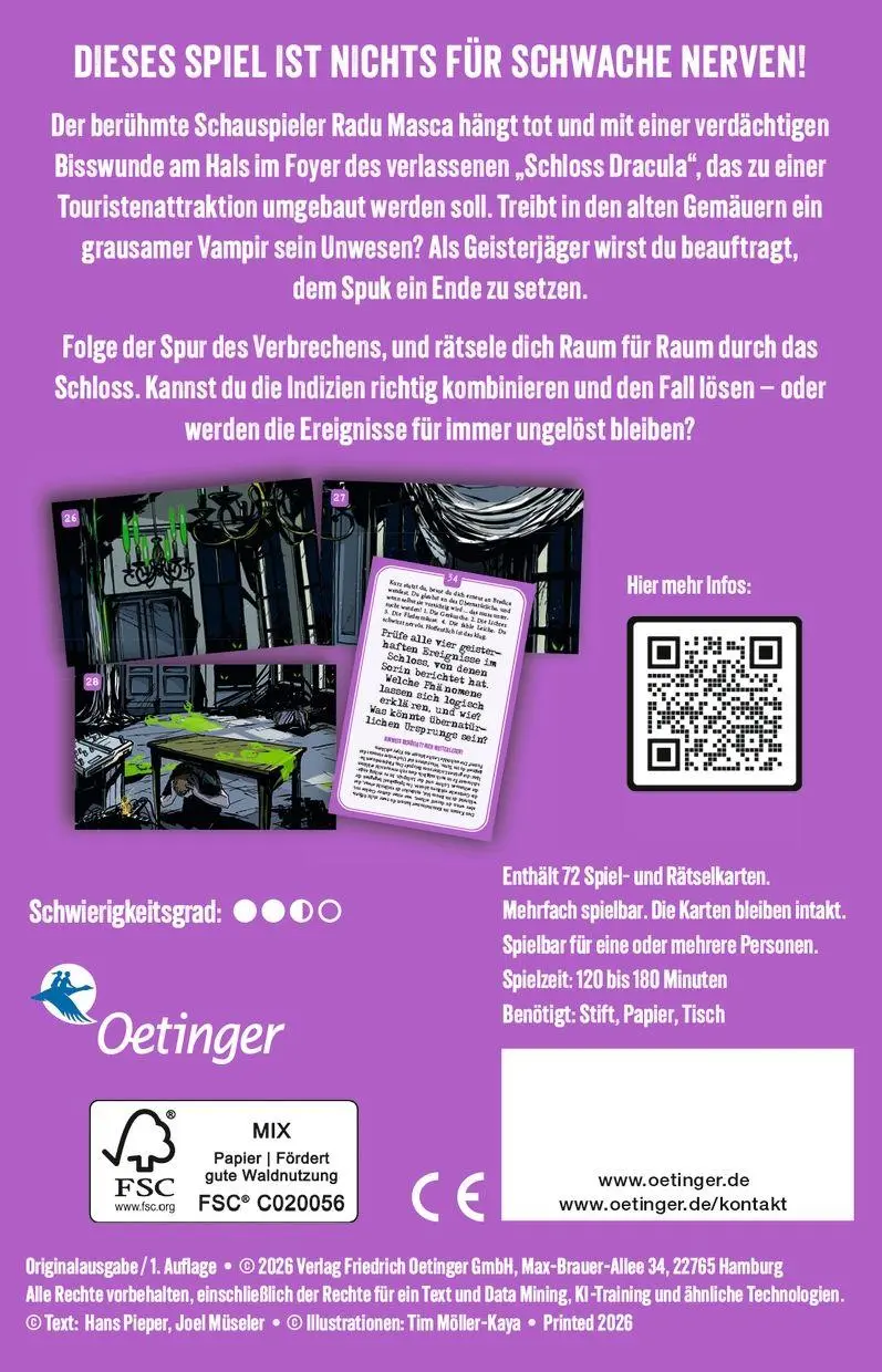 Rückseite: 4255882500353 | Crime Places. Schloss Dracula | Hans Pieper (u. a.) | Spiel | 72 S.