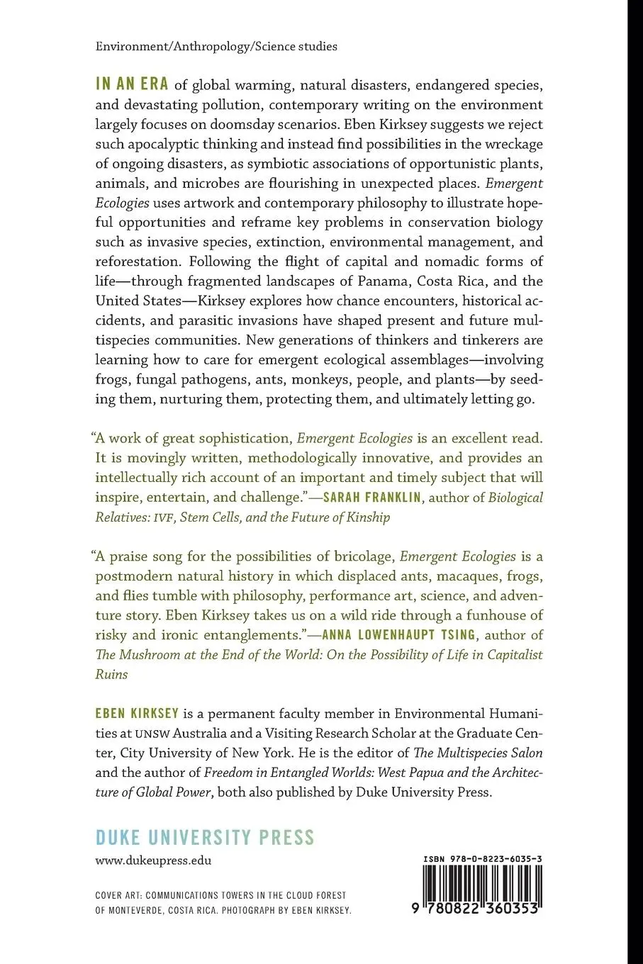 Rückseite: 9780822360353 | Emergent Ecologies | Eben Kirksey | Taschenbuch | Englisch | 2015