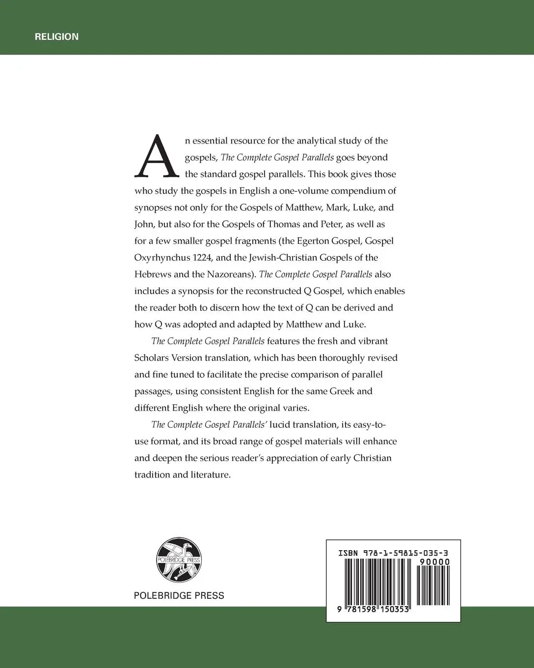 Rückseite: 9781598150353 | Complete Gospel Parallels | Arthur J. Dewey (u. a.) | Taschenbuch
