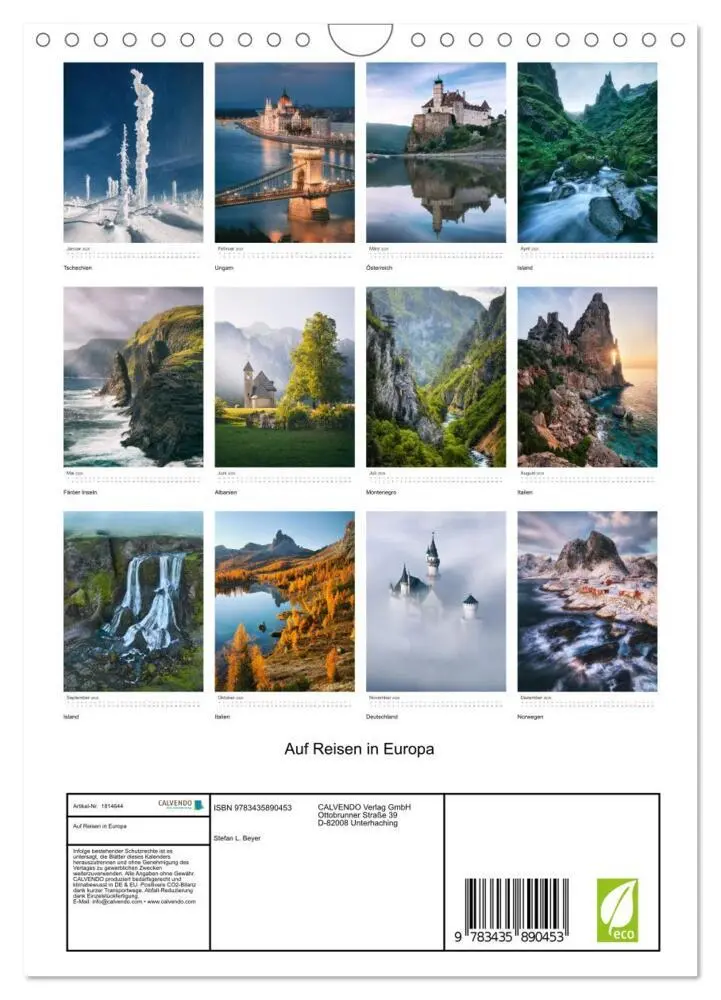 Bild: 9783435890453 | Auf Reisen in Europa (Wandkalender 2025 DIN A4 hoch), CALVENDO...
