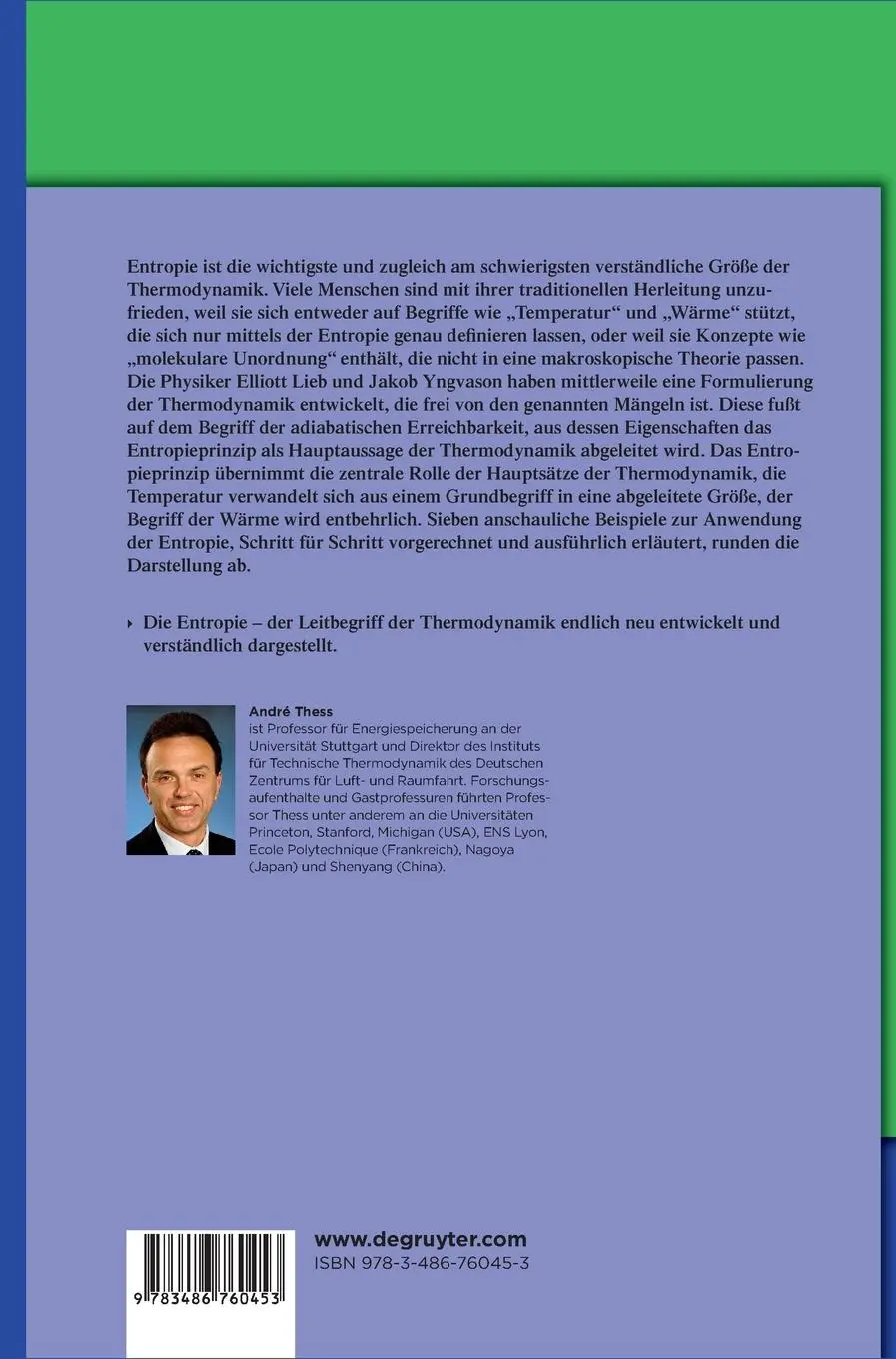 Rückseite: 9783486760453 | Das Entropieprinzip | Thermodynamik für Unzufriedene | André Thess