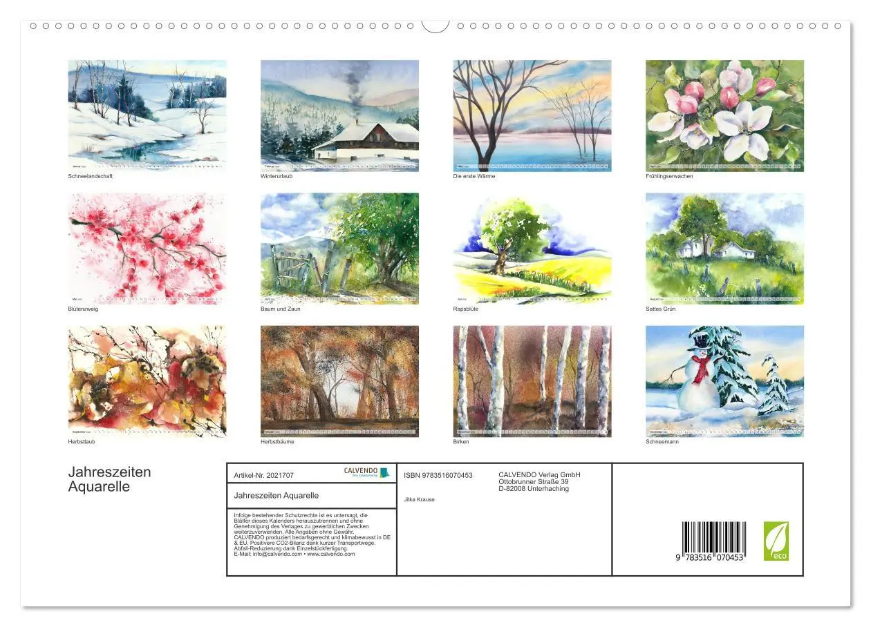Bild: 9783516070453 | Jahreszeiten Aquarelle (hochwertiger Premium Wandkalender 2026 DIN...