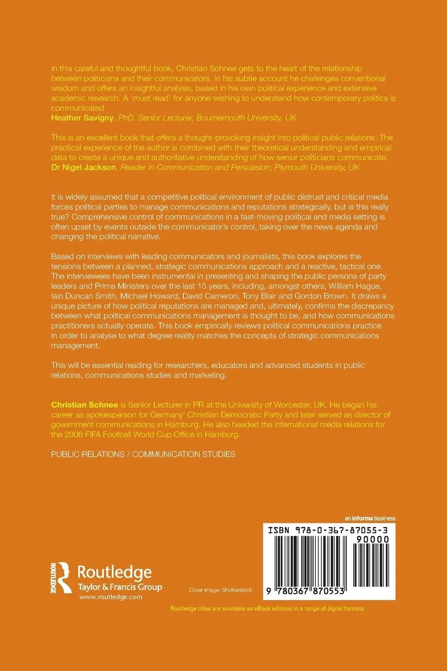 Rückseite: 9780367870553 | Political Reputation Management | The Strategy Myth | Christian Schnee