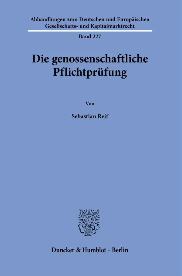 Cover: 9783428190553 | Die genossenschaftliche Pflichtprüfung. | Sebastian Reif | Taschenbuch
