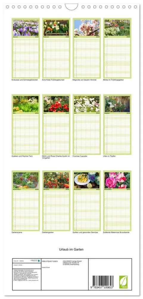 Bild: 9783457100653 | Familienplaner 2025 - Urlaub im Garten mit 5 Spalten (Wandkalender,...