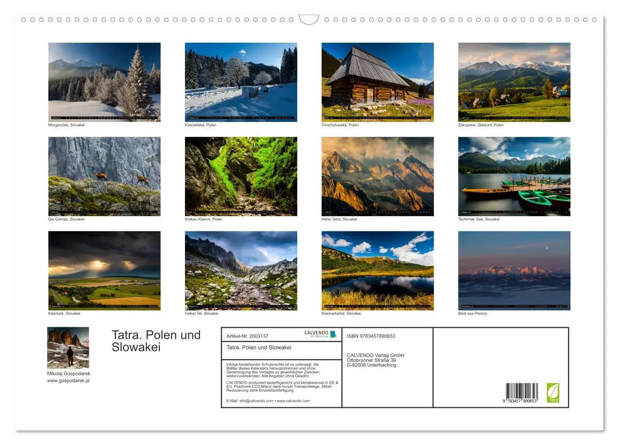 Bild: 9783457890653 | Tatra. Polen und Slowakei (Wandkalender 2026 DIN A2 quer), CALVENDO...