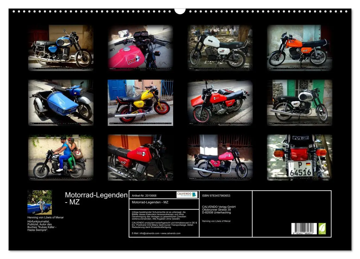 Bild: 9783457960653 | Motorrad-Legenden - MZ (Wandkalender 2026 DIN A2 quer), CALVENDO...