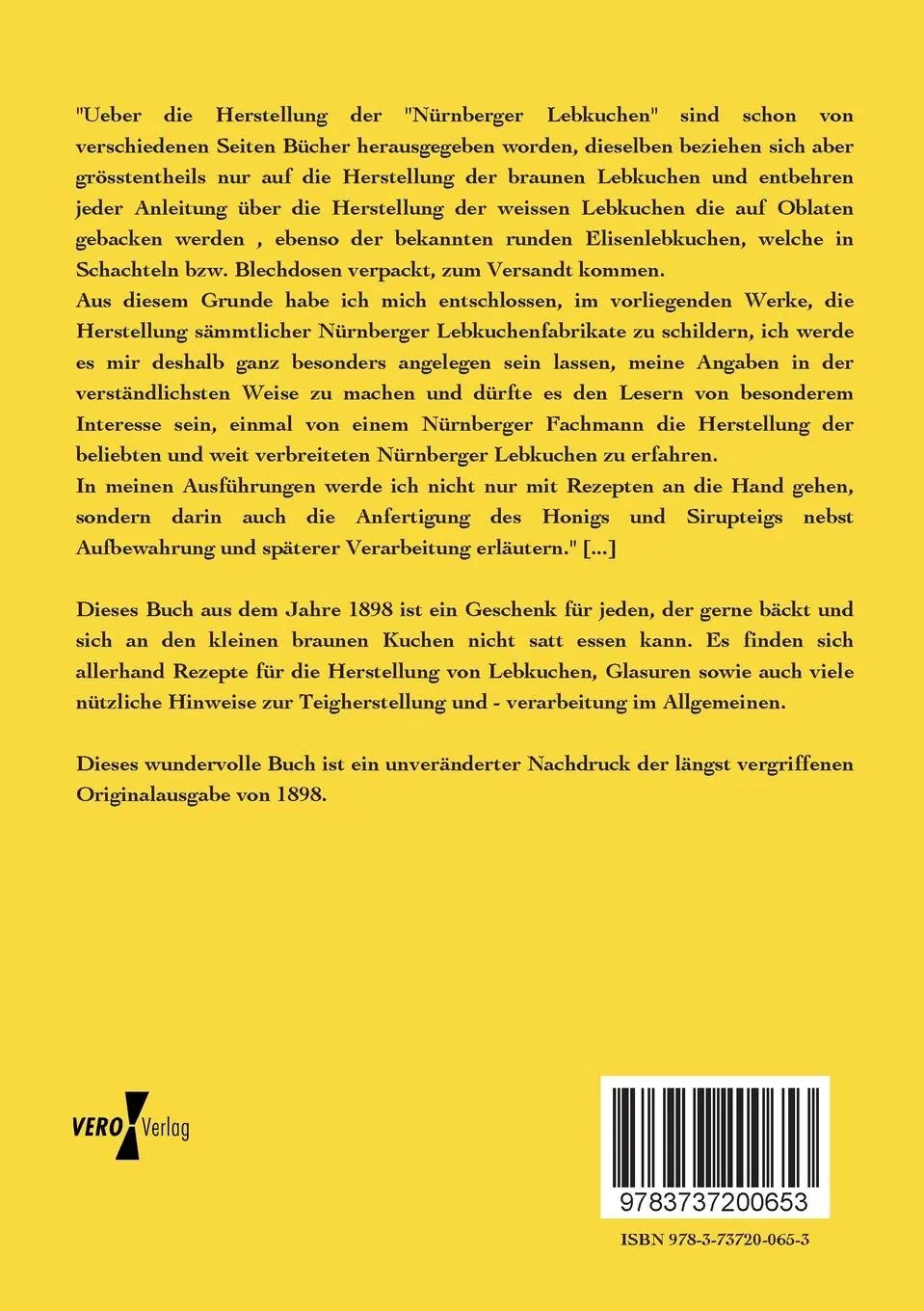 Rückseite: 9783737200653 | Die Nürnberger Lebkuchen | Jakob Braun | Taschenbuch | 104 S. | 2019