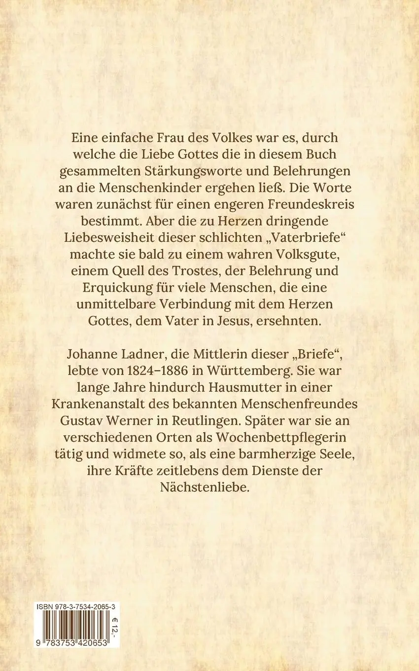 Rückseite: 9783753420653 | Vaterbriefe - Worte de Ewigen Liebe | Erster Band | Johanne Ladner