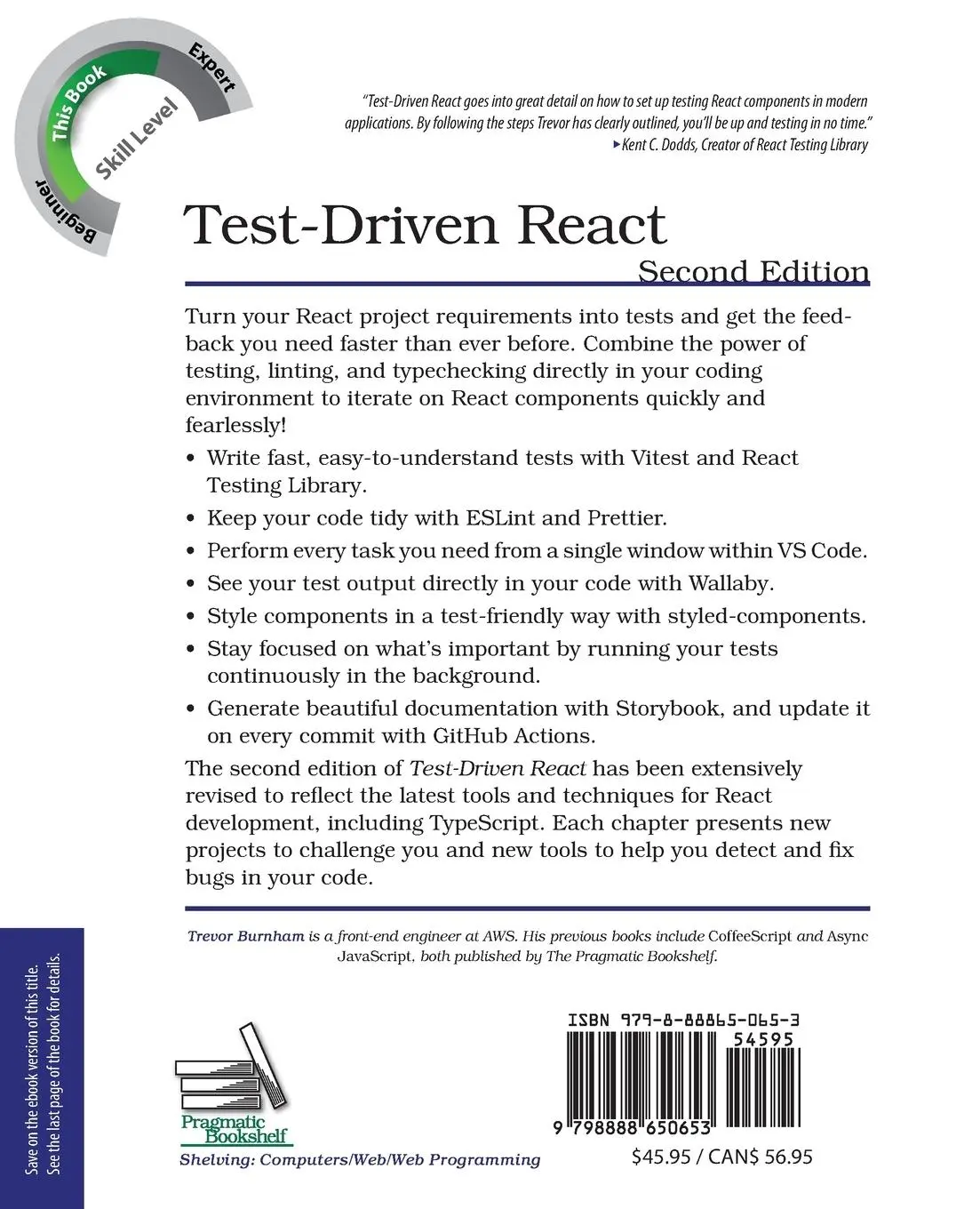 Rückseite: 9798888650653 | Test-Driven React | Trevor Burnham | Taschenbuch | Englisch | 2024