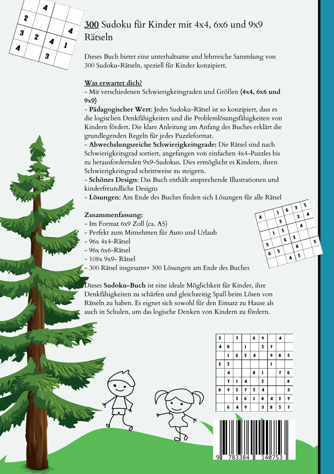 Rückseite: 9783384140753 | Sudoku Kids- 300 Sudoku für Kinder ab 6-8 Jahren | Mira König | Buch