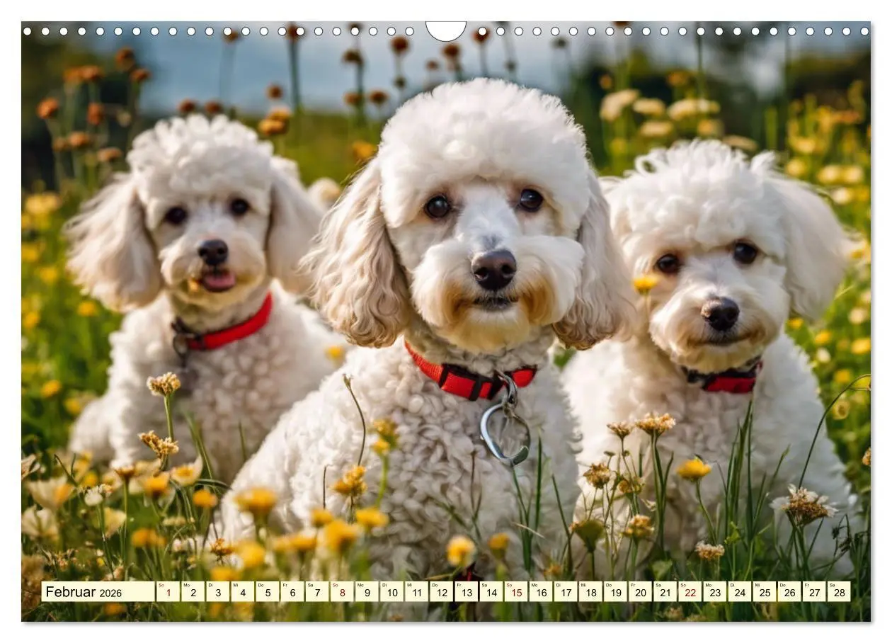 Bild: 9783457400753 | Pudel in allen Farben und Größen (Wandkalender 2026 DIN A3 quer),...