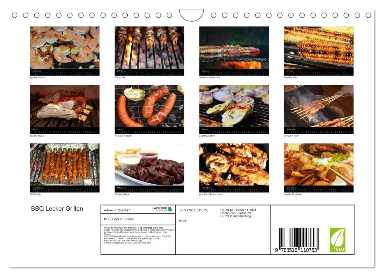 Bild: 9783516110753 | BBQ Lecker Grillen (Wandkalender 2026 DIN A4 quer), CALVENDO...