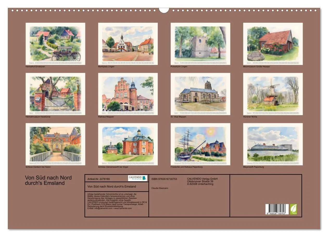 Bild: 9783516730753 | Von Süd nach Nord durch's Emsland (Wandkalender 2026 DIN A2 quer),...