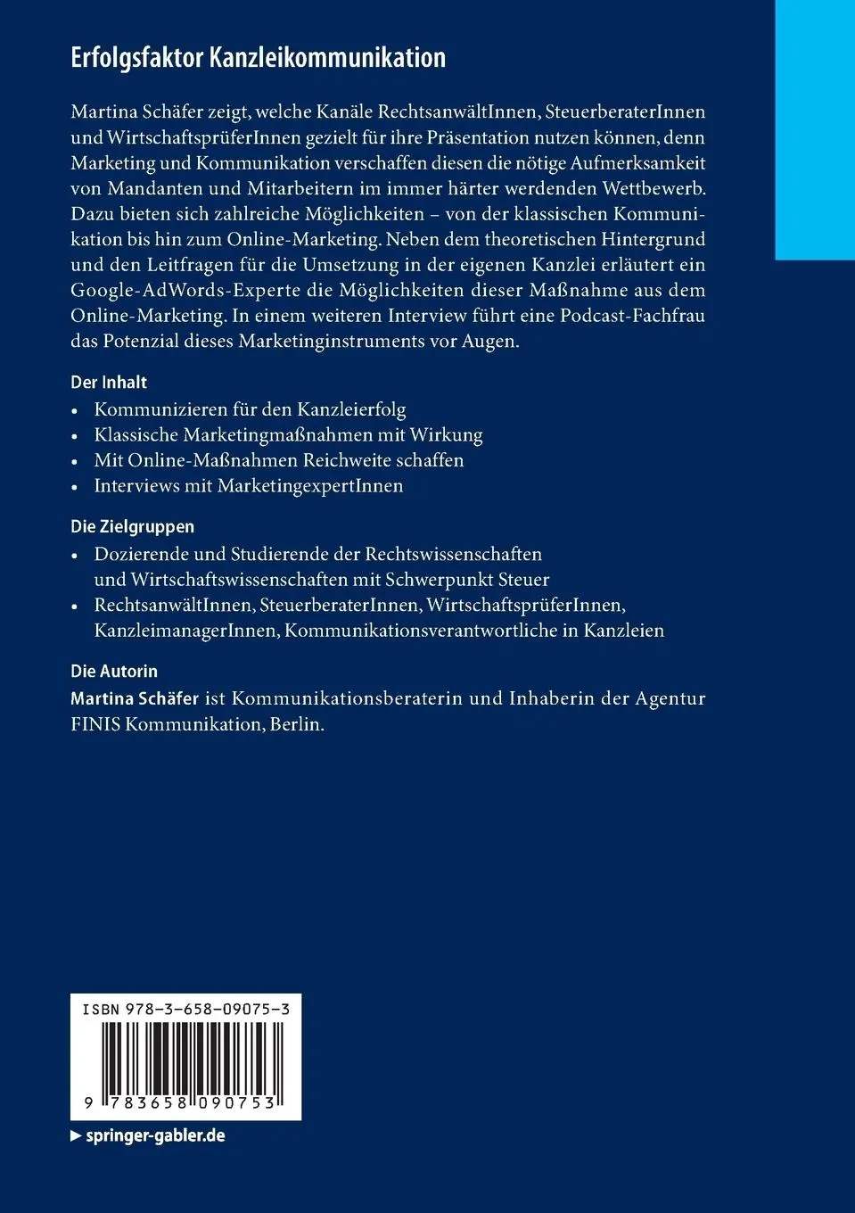 Rückseite: 9783658090753 | Erfolgsfaktor Kanzleikommunikation | Martina Schäfer | Taschenbuch