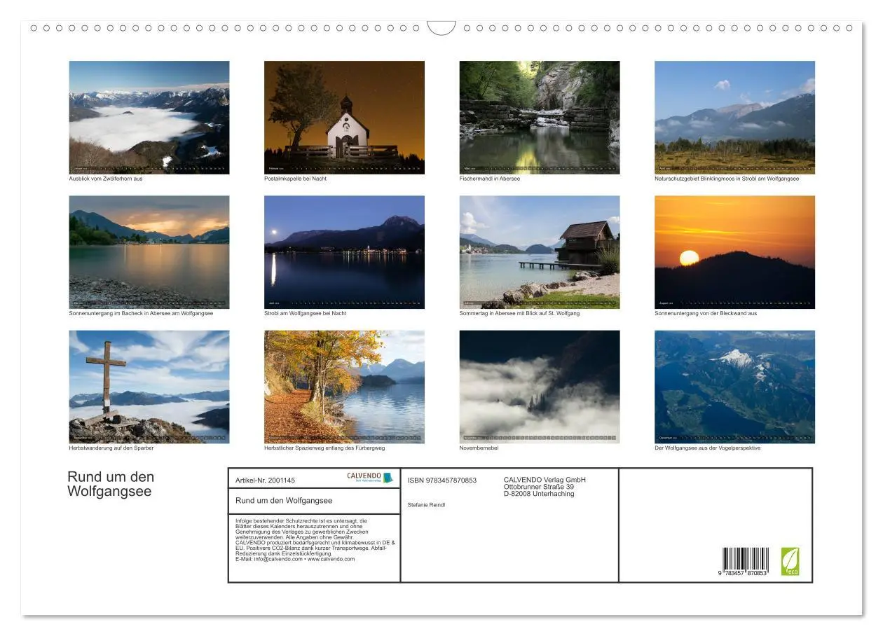 Bild: 9783457870853 | Rund um den Wolfgangsee (Wandkalender 2026 DIN A2 quer), CALVENDO...