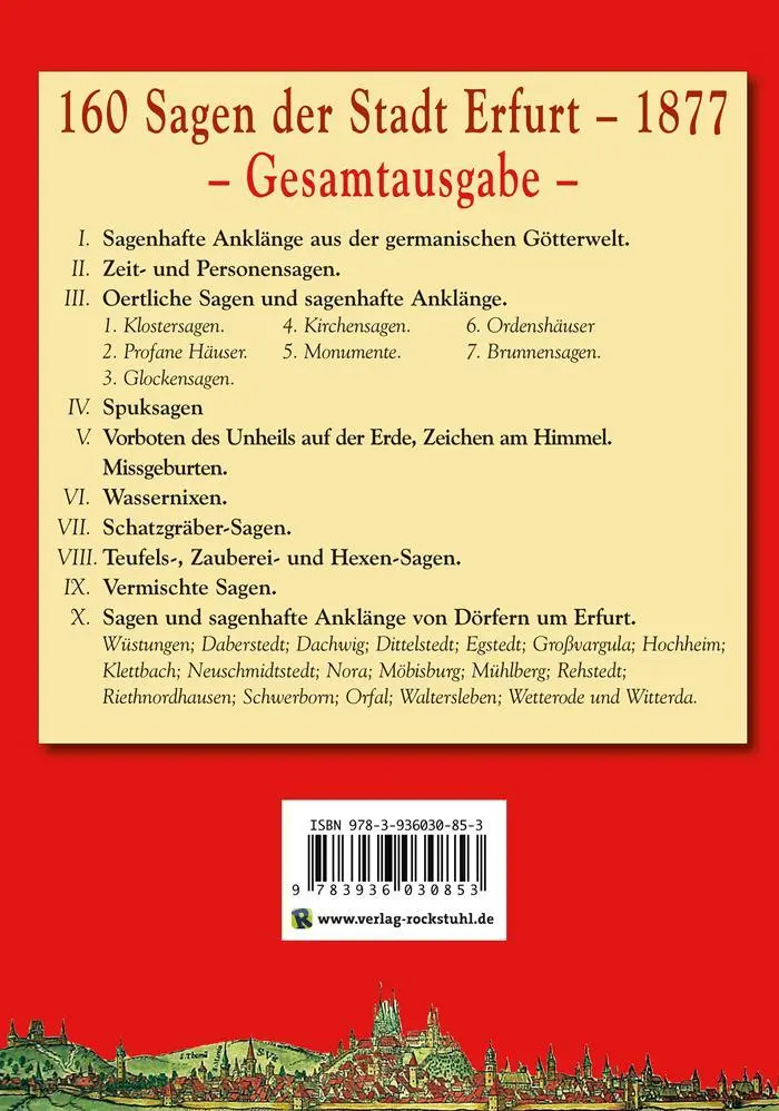 Rückseite: 9783936030853 | Sagenbuch der Stadt Erfurt | Heinrich Kruspe | Taschenbuch | 154 S.
