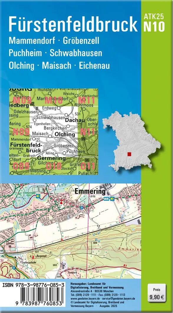 Rückseite: 9783987760853 | ATK25-N10 Fürstenfeldbruck (Amtliche Topographische Karte 1:25000)