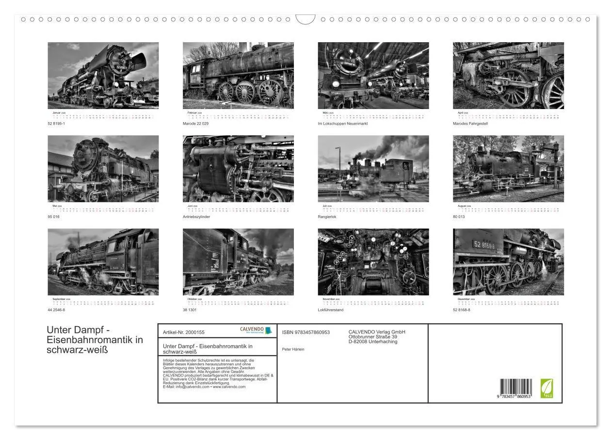 Bild: 9783457860953 | Unter Dampf - Eisenbahnromantik in schwarz-weiß (Wandkalender 2026...