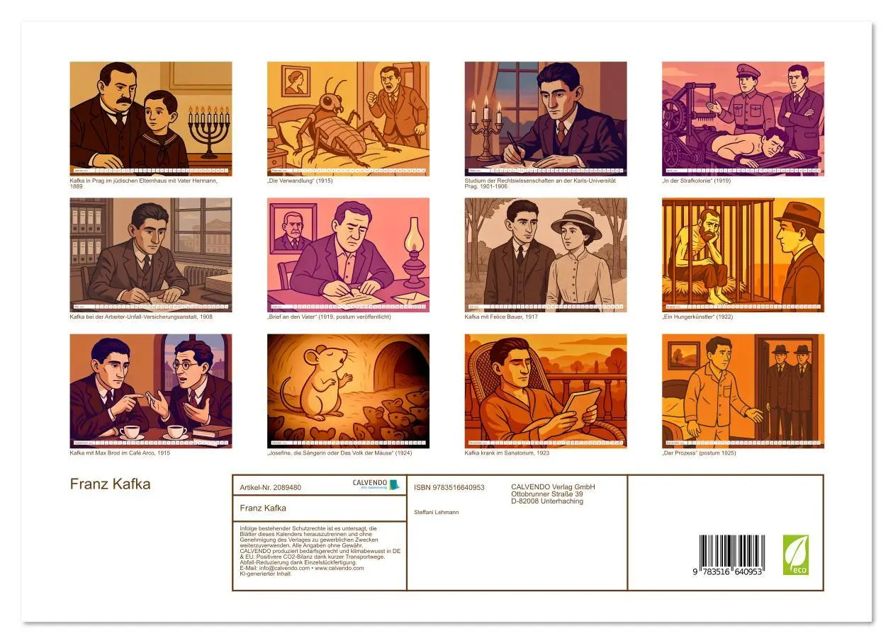 Bild: 9783516640953 | Franz Kafka (Wandkalender 2026 DIN A3 quer), CALVENDO Monatskalender
