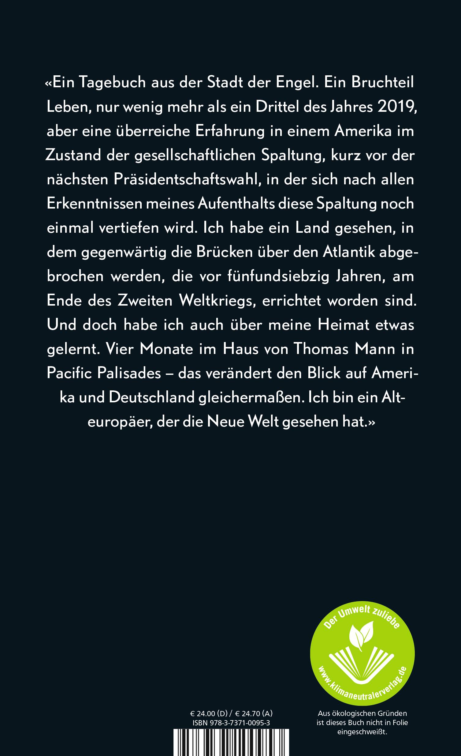 Rückseite: 9783737100953 | Auf den Palisaden | Amerikanisches Tagebuch | Andreas Platthaus | Buch